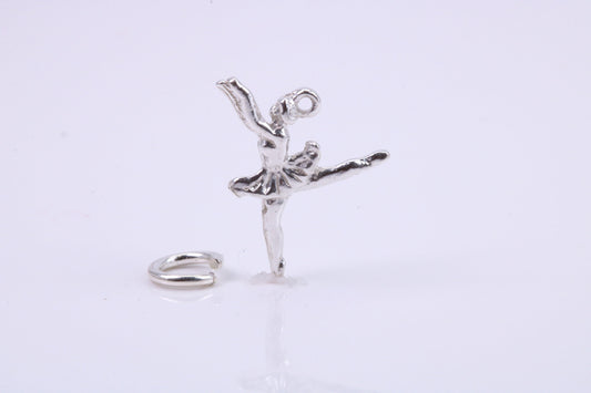 Ballerina Charm, Traditional Charm, Made from Solid 925 Grade Sterling Silver, Complete with Attachment Link