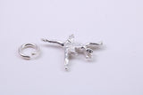 Ballerina Charm, Traditional Charm, Made from Solid 925 Grade Sterling Silver, Complete with Attachment Link