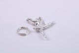 Ballerina Charm, Traditional Charm, Made from Solid 925 Grade Sterling Silver, Complete with Attachment Link