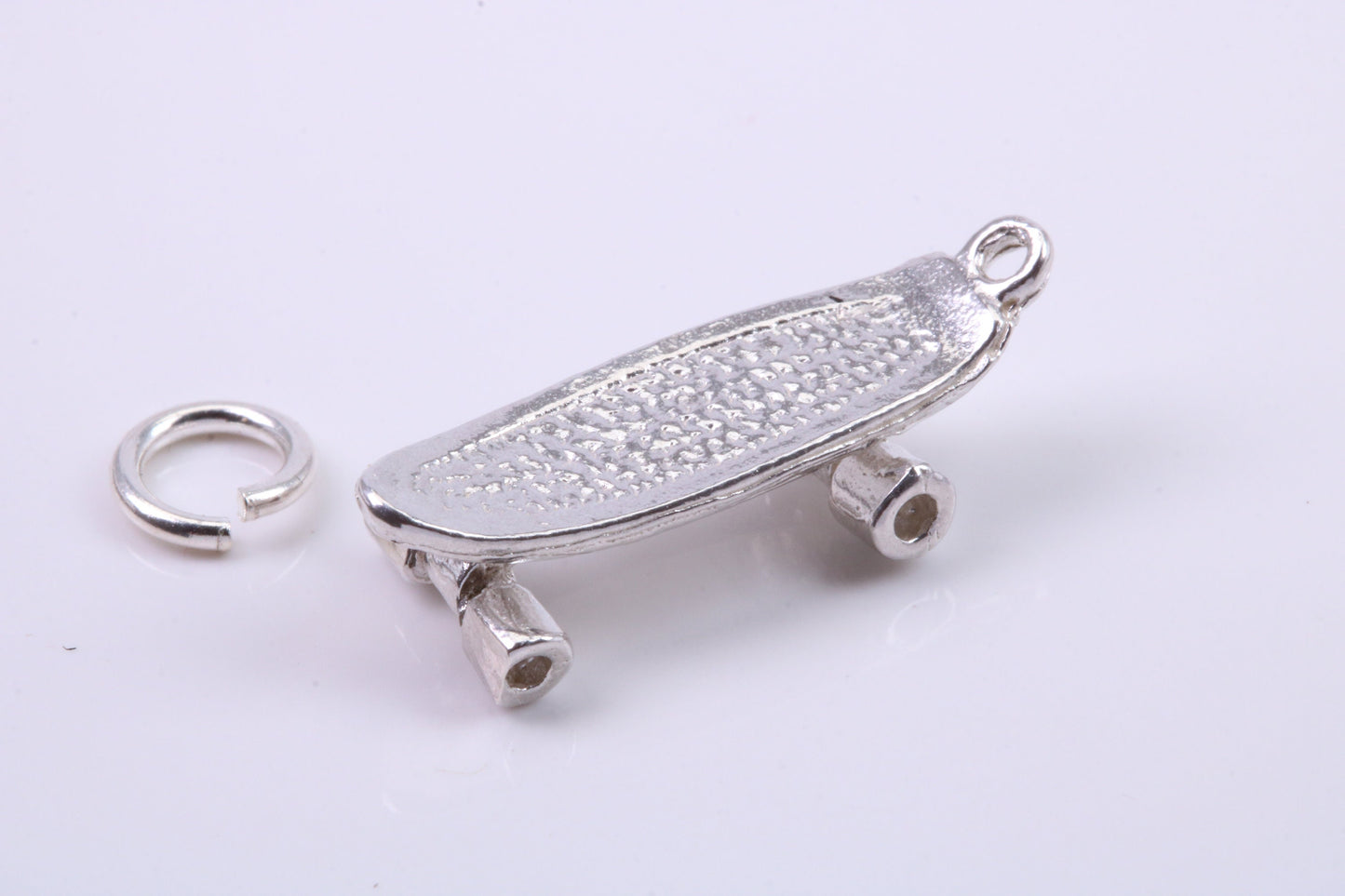 Skateboard Charm, Traditional Charm, Made from Solid 925 Grade Sterling Silver, Complete with Attachment Link