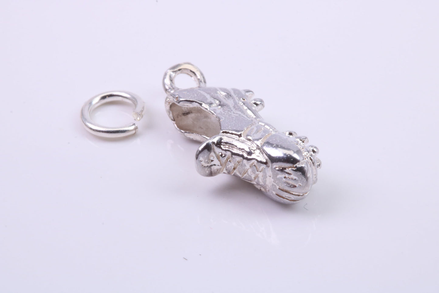 Football Boots Charm, Traditional Charm, Made from Solid 925 Grade Sterling Silver, Complete with Attachment Link