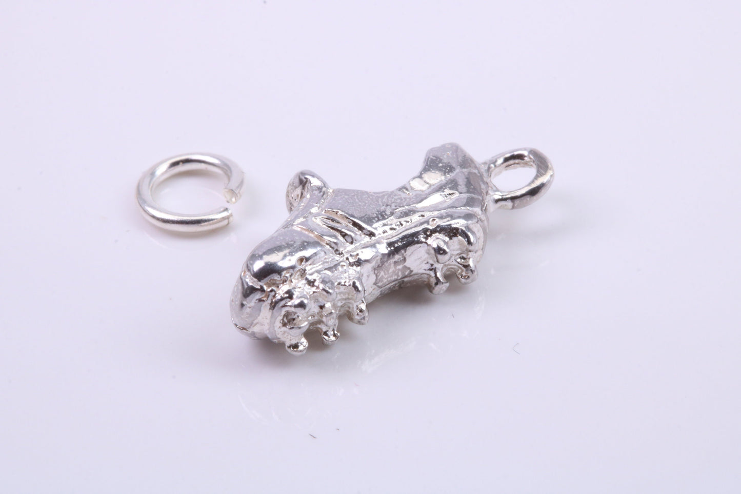 Football Boots Charm, Traditional Charm, Made from Solid 925 Grade Sterling Silver, Complete with Attachment Link