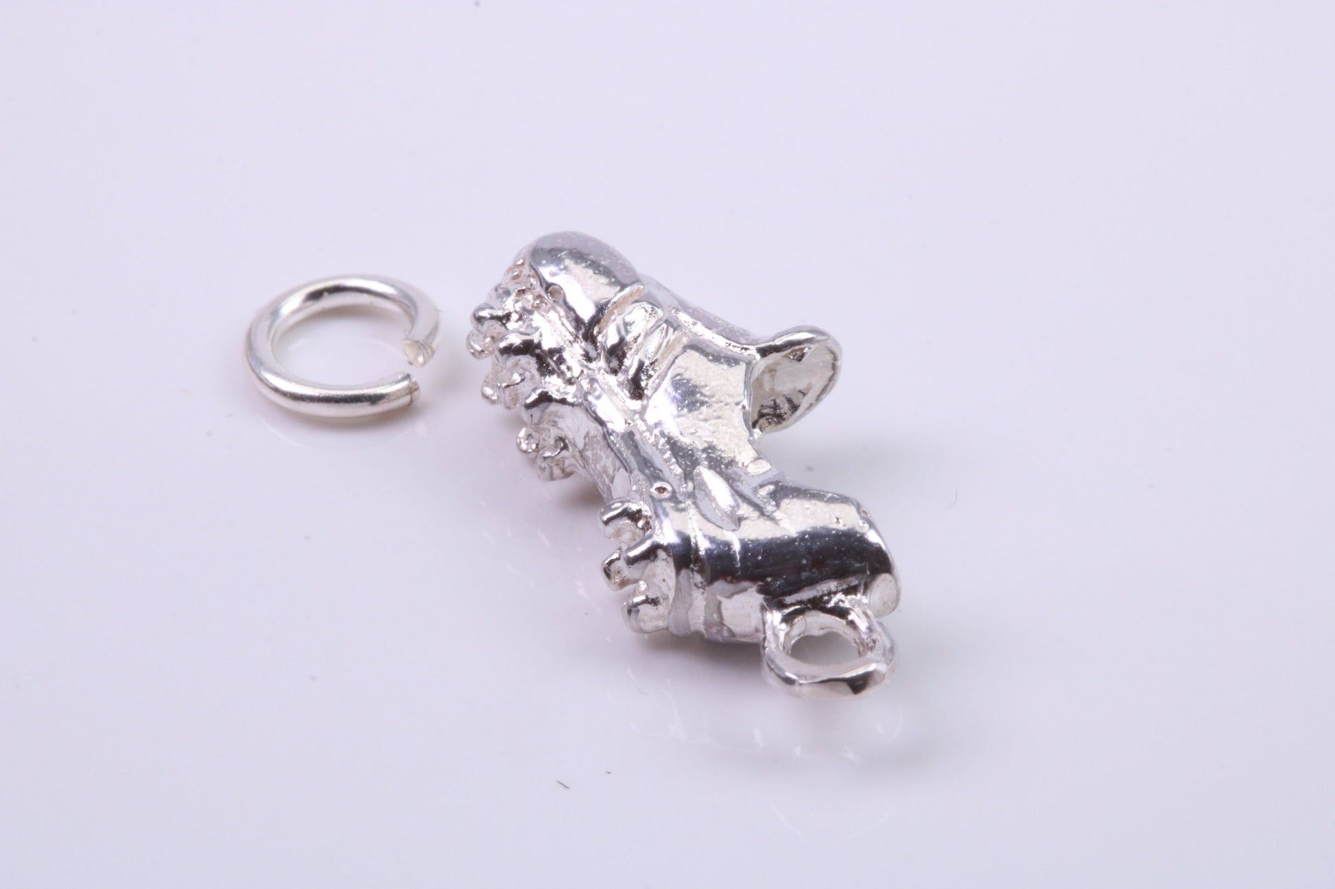 Football Boots Charm, Traditional Charm, Made from Solid 925 Grade Sterling Silver, Complete with Attachment Link