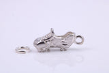Football Boots Charm, Traditional Charm, Made from Solid 925 Grade Sterling Silver, Complete with Attachment Link