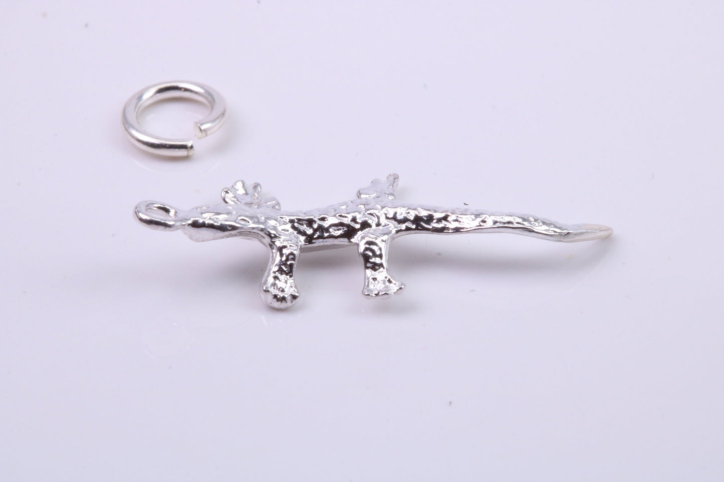 Gecko Lizard Charm, Traditional Charm, Made from Solid 925 Grade Sterling Silver, Complete with Attachment Link