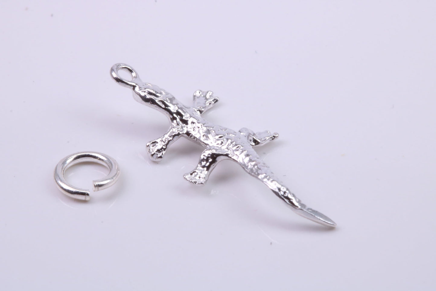 Gecko Lizard Charm, Traditional Charm, Made from Solid 925 Grade Sterling Silver, Complete with Attachment Link