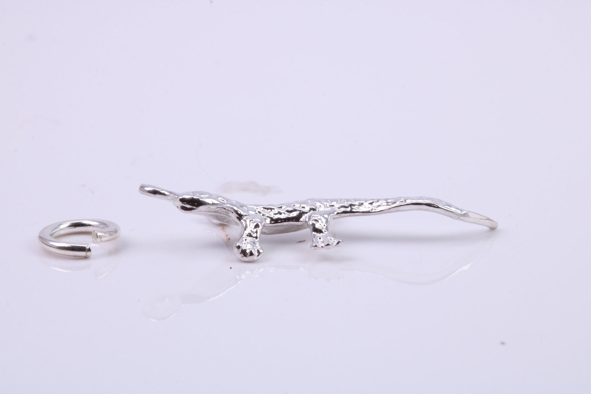 Gecko Lizard Charm, Traditional Charm, Made from Solid 925 Grade Sterling Silver, Complete with Attachment Link