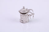 Beer Tankard Charm, Traditional Charm, Made from Solid 925 Grade Sterling Silver, Complete with Attachment Link