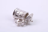Beer Tankard Charm, Traditional Charm, Made from Solid 925 Grade Sterling Silver, Complete with Attachment Link