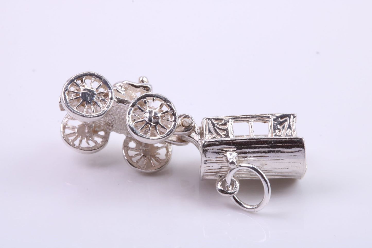 Horse Wagon Charm, Traditional Charm, Made from Solid 925 Grade Sterling Silver, Complete with Attachment Link
