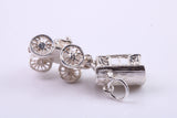 Horse Wagon Charm, Traditional Charm, Made from Solid 925 Grade Sterling Silver, Complete with Attachment Link