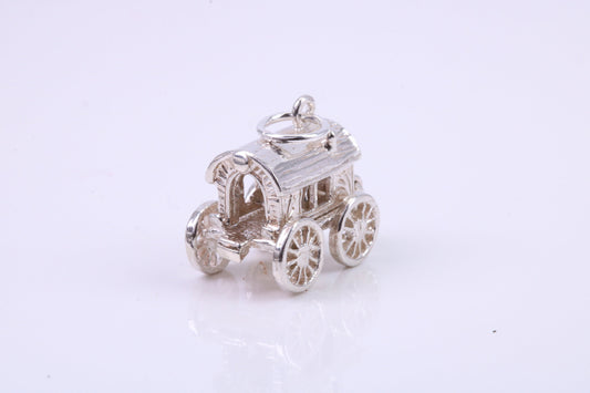 Horse Wagon Charm, Traditional Charm, Made from Solid 925 Grade Sterling Silver, Complete with Attachment Link