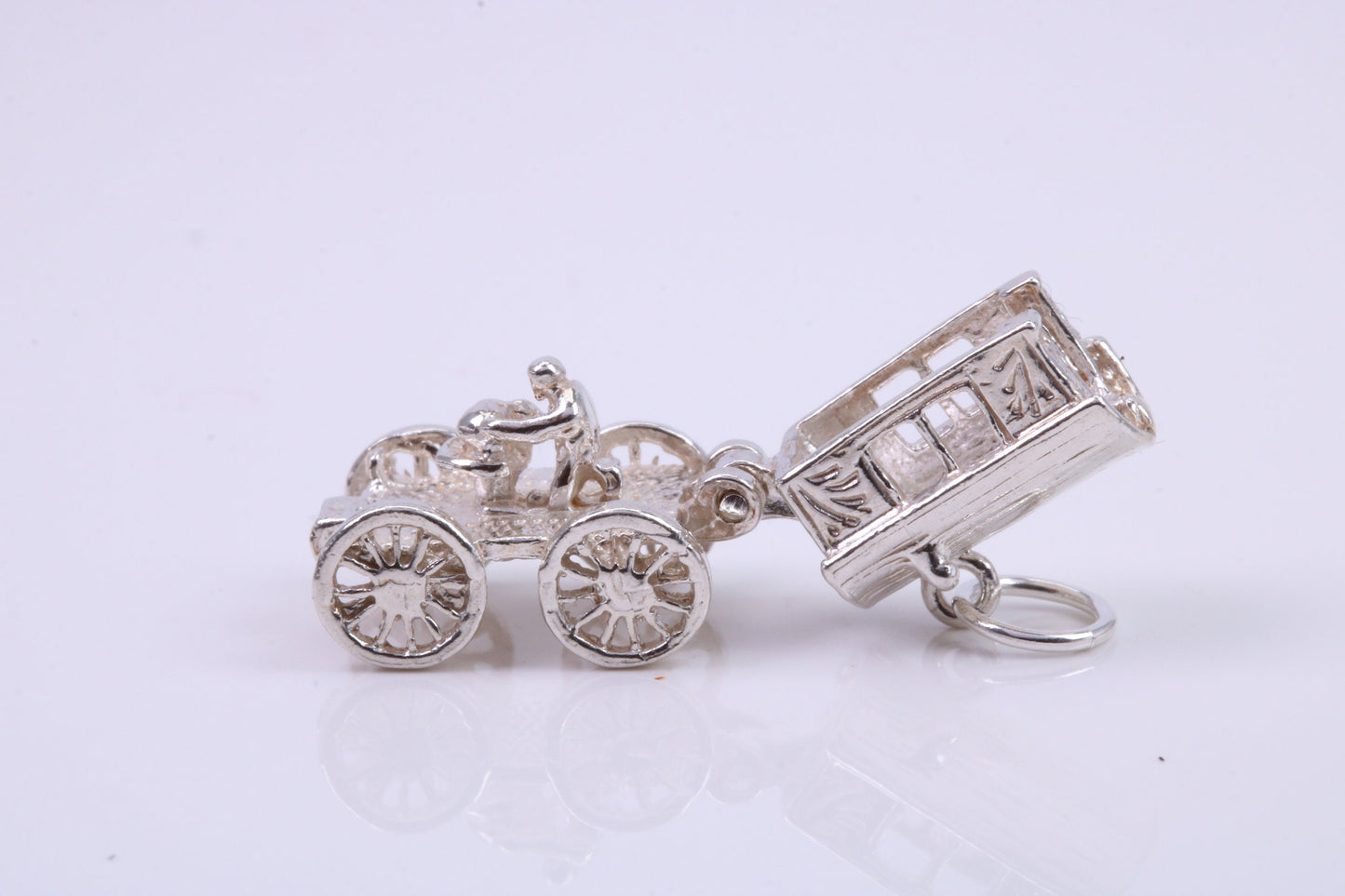Horse Wagon Charm, Traditional Charm, Made from Solid 925 Grade Sterling Silver, Complete with Attachment Link