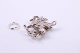 Welsh Dragon Charm, Traditional Charm, Made from Solid 925 Grade Sterling Silver, Complete with Attachment Link