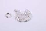 Good Luck Horse Shoe Charm, Made from Solid Cast Silver, Complete with Attachment Link