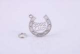 Good Luck Horse Shoe Charm, Made from Solid Cast Silver, Complete with Attachment Link