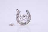 Good Luck Horse Shoe Charm, Made from Solid Cast Silver, Complete with Attachment Link