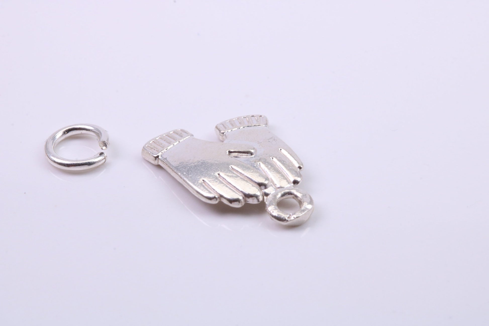 Gloves Charm, Traditional Charm, Made from Solid 925 Grade Sterling Silver, Complete with Attachment Link