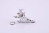 Witch on Broom Stick Charm, Traditional Charm, Made from Solid 925 Grade Sterling Silver, Complete with Attachment Link