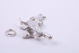 Witch on Broom Stick Charm, Traditional Charm, Made from Solid 925 Grade Sterling Silver, Complete with Attachment Link