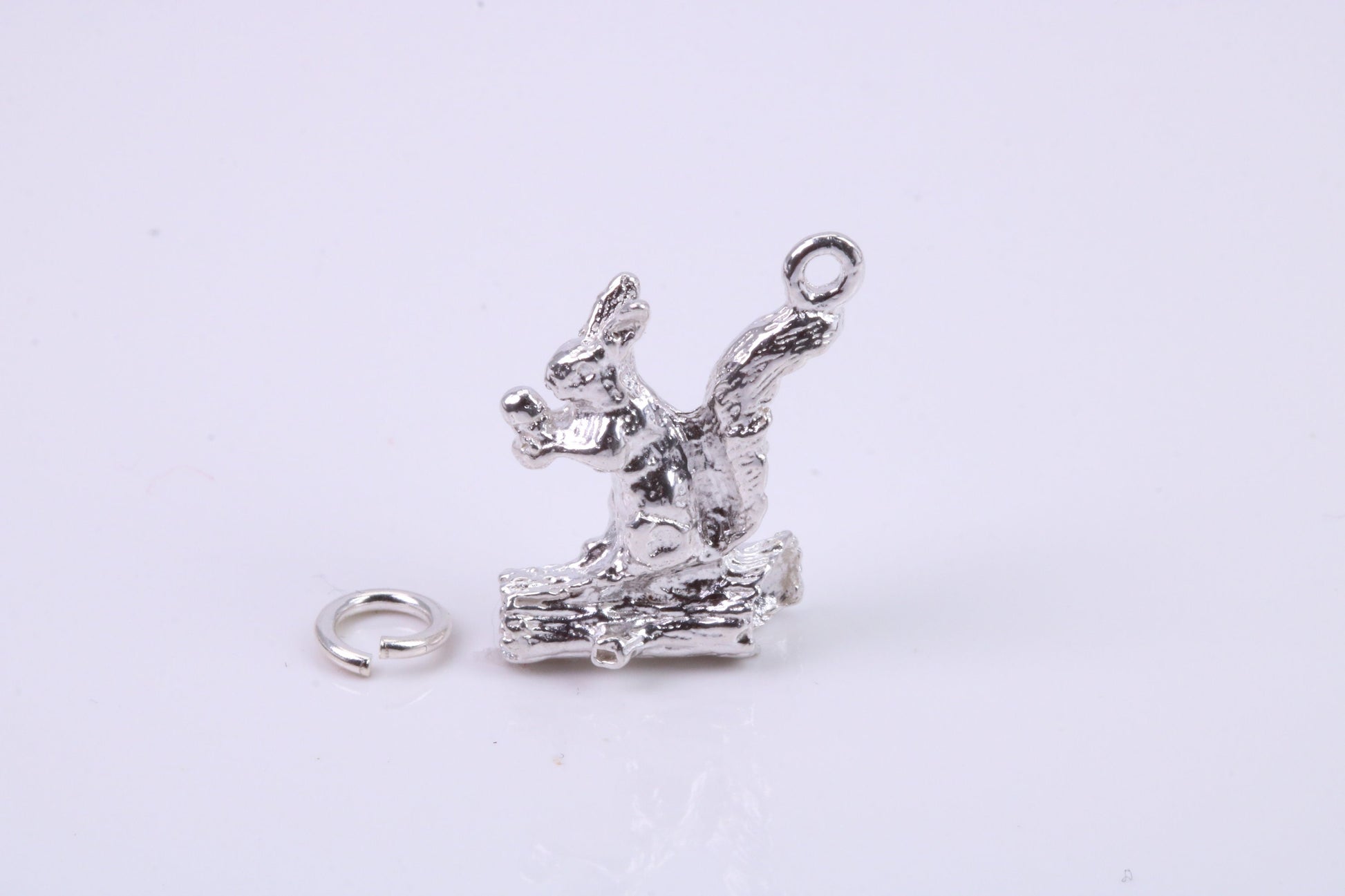 Squirrel Charm, Traditional Charm, Made from Solid 925 Grade Sterling Silver, Complete with Attachment Link