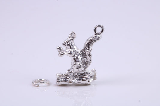 Squirrel Charm, Traditional Charm, Made from Solid 925 Grade Sterling Silver, Complete with Attachment Link