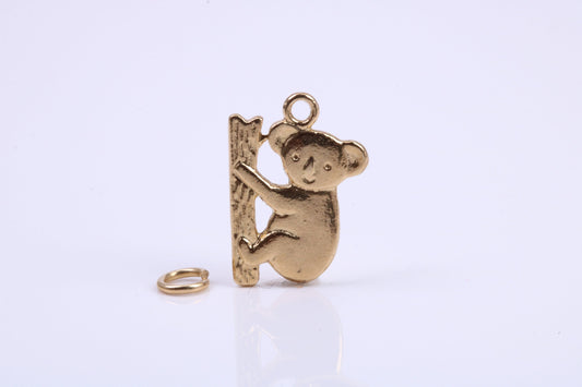 Koala Bear Charm, Traditional Charm, Made from Solid 9ct Yellow Gold, British Hallmarked, Complete with Attachment Link