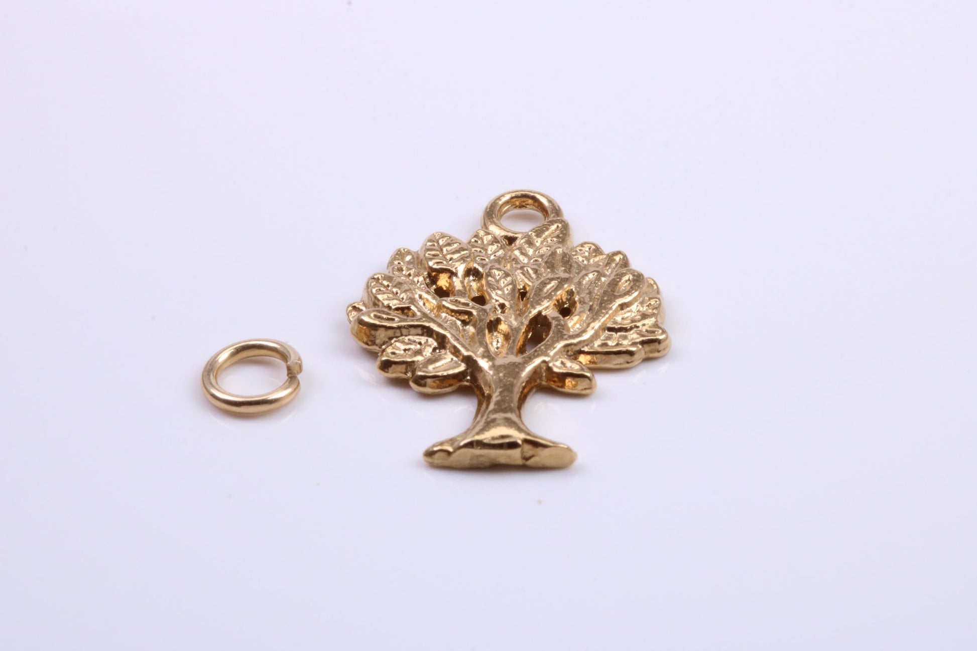 Tree of Life Charm, Traditional Charm, Made from Solid 9ct Yellow Gold, British Hallmarked, Complete with Attachment Link