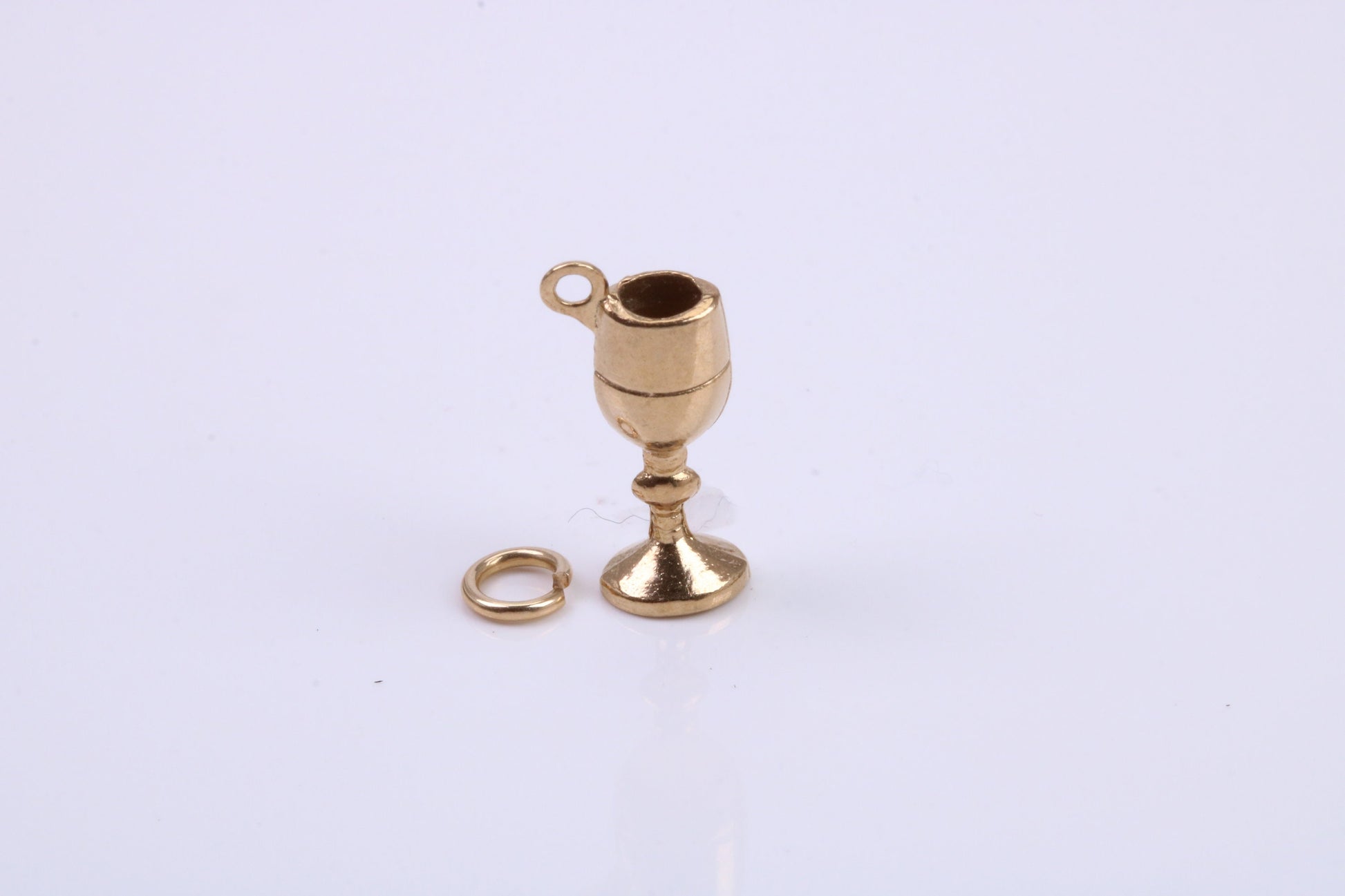 Wine Goblet Charm, Traditional Charm, Made from Solid 9ct Yellow Gold, British Hallmarked, Complete with Attachment Link