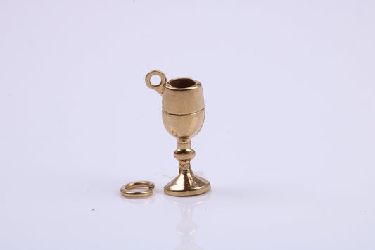 Wine Goblet Charm, Traditional Charm, Made from Solid 9ct Yellow Gold, British Hallmarked, Complete with Attachment Link