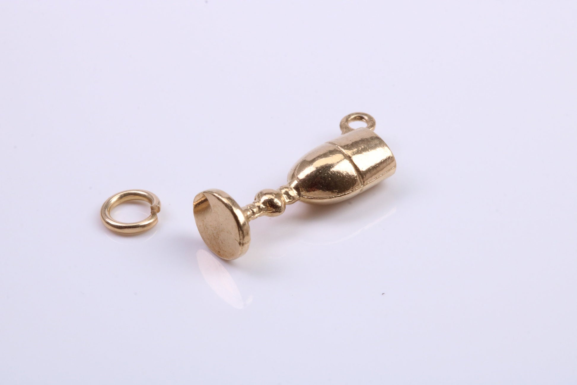 Wine Goblet Charm, Traditional Charm, Made from Solid 9ct Yellow Gold, British Hallmarked, Complete with Attachment Link