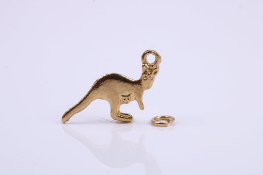Kangaroo Charm, Traditional Charm, Made from Solid 9ct Yellow Gold, British Hallmarked, Complete with Attachment Link