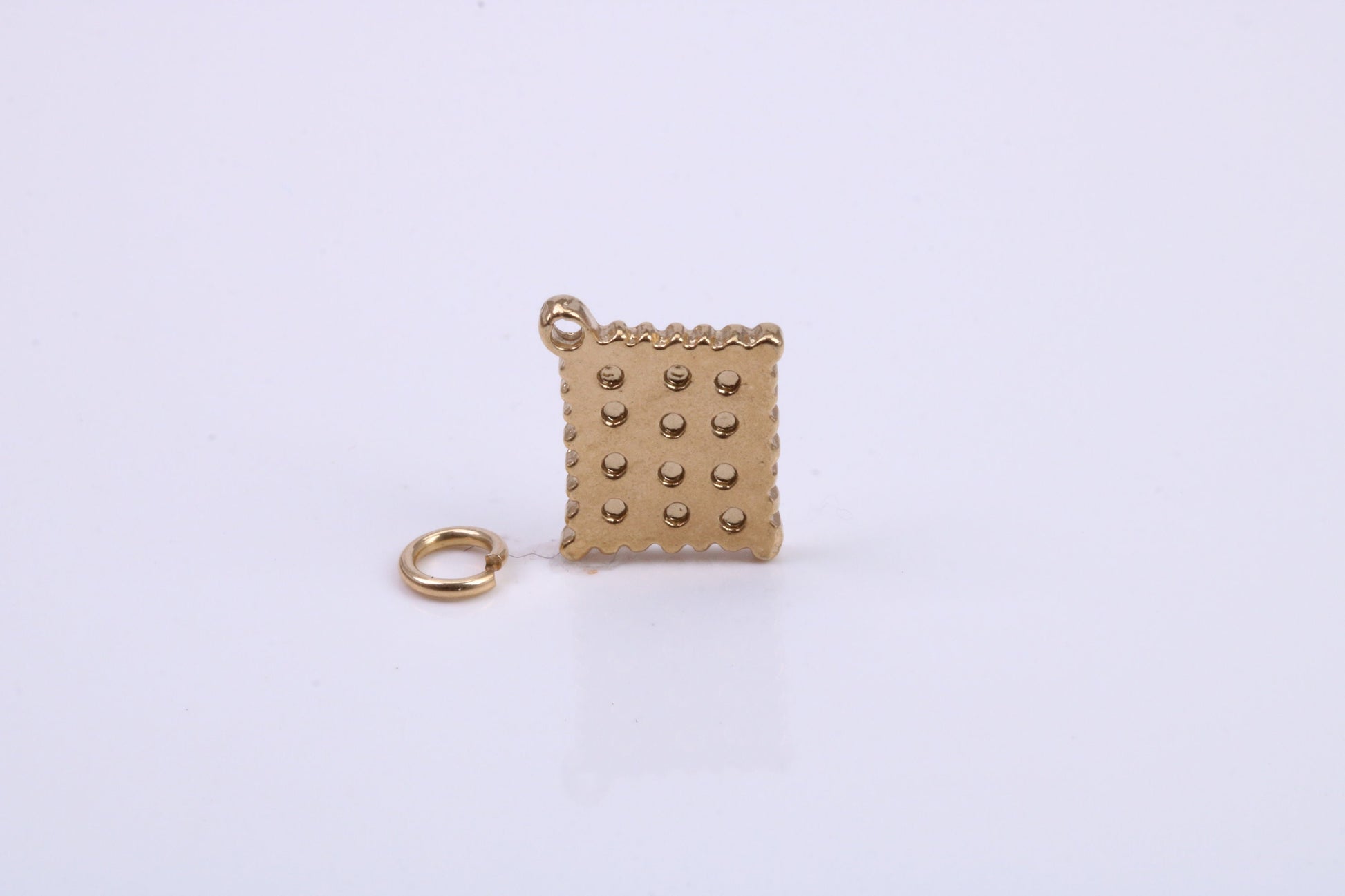 Cracker Biscuit Charm, Traditional Charm, Made from Solid 9ct Yellow Gold, British Hallmarked, Complete with Attachment Link