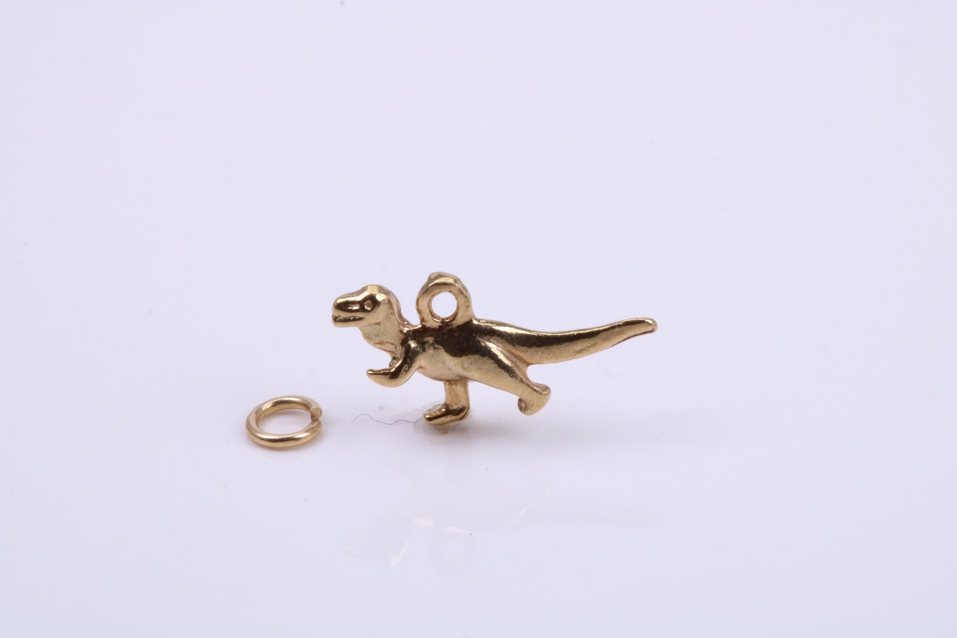 Dinosaur Charm, Traditional Charm, Made from Solid 9ct Yellow Gold, British Hallmarked, Complete with Attachment Link