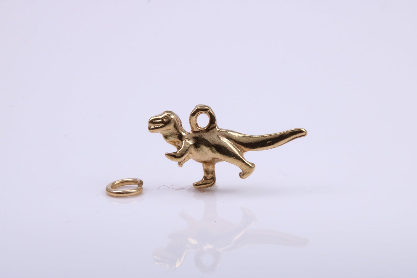 Dinosaur Charm, Traditional Charm, Made from Solid 9ct Yellow Gold, British Hallmarked, Complete with Attachment Link