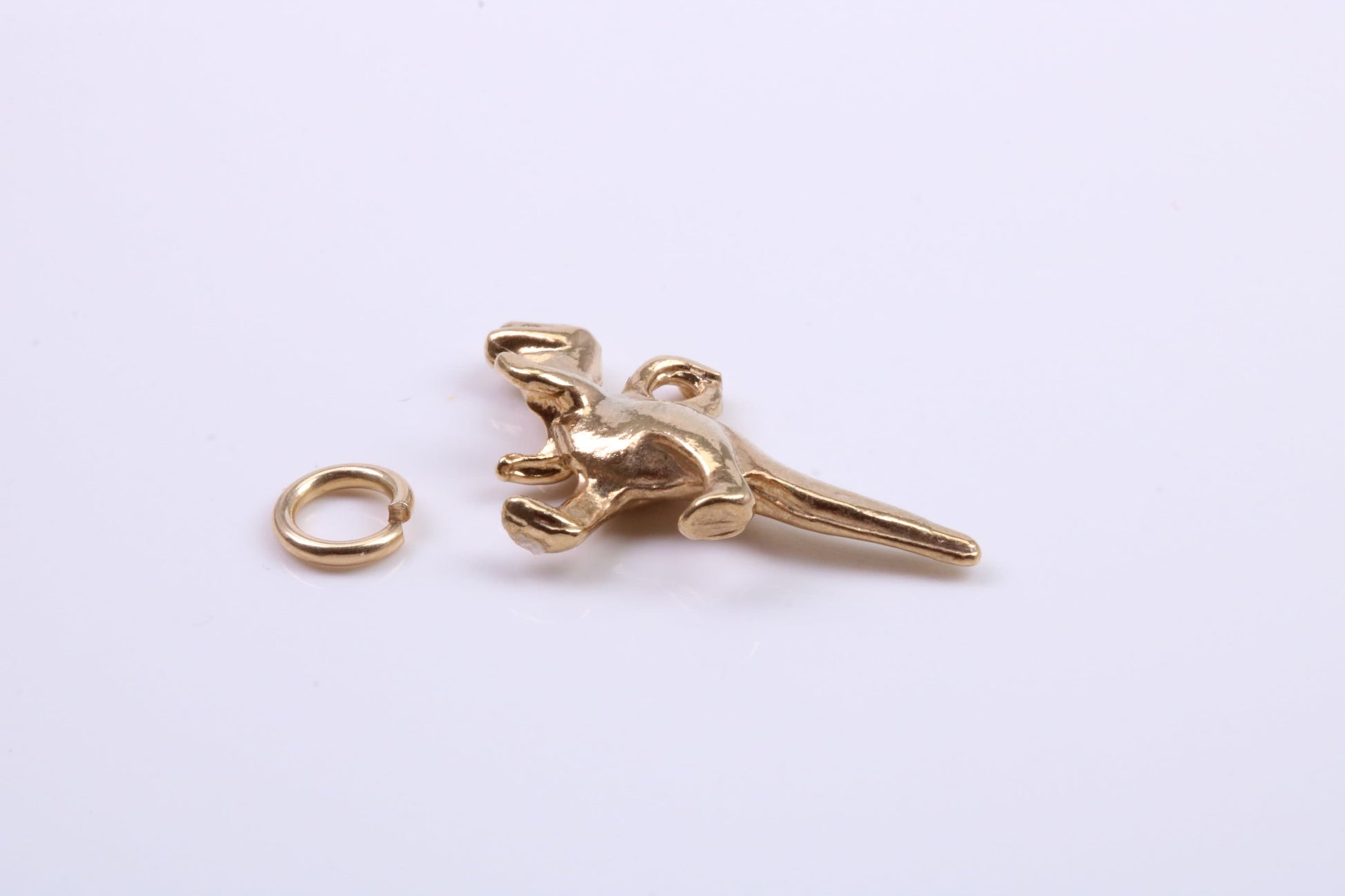 Dinosaur Charm, Traditional Charm, Made from Solid 9ct Yellow Gold, British Hallmarked, Complete with Attachment Link