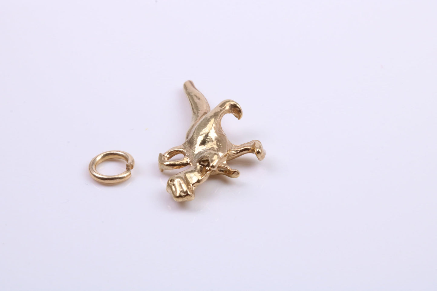 Dinosaur Charm, Traditional Charm, Made from Solid 9ct Yellow Gold, British Hallmarked, Complete with Attachment Link