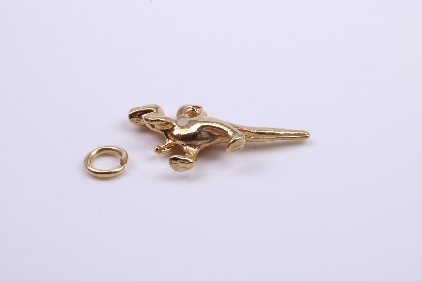 Dinosaur Charm, Traditional Charm, Made from Solid 9ct Yellow Gold, British Hallmarked, Complete with Attachment Link