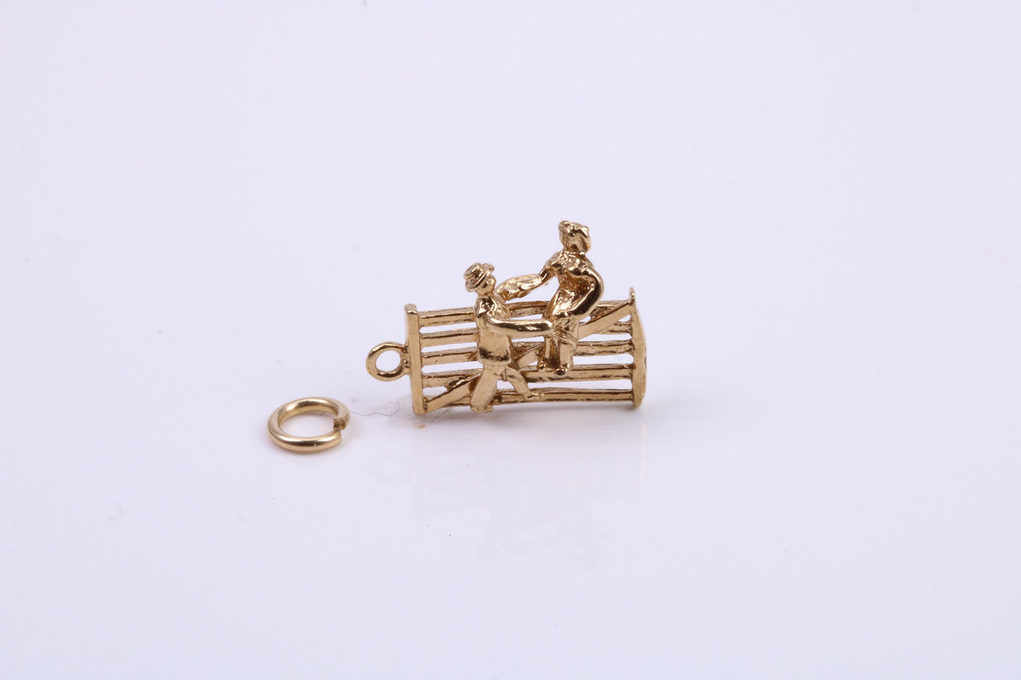 Natter by the Fence Charm, Traditional Charm, Made from Solid 9ct Yellow Gold, British Hallmarked, Complete with Attachment Link