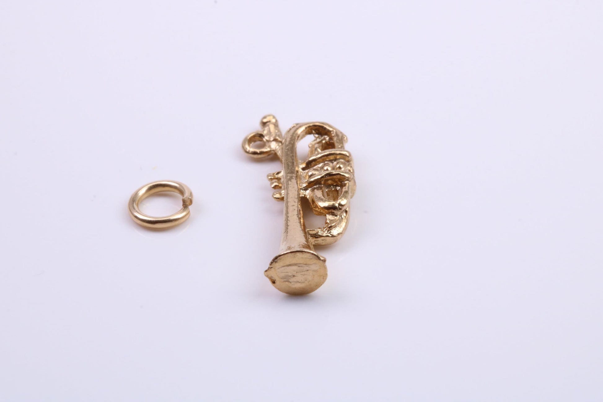 Tuba Charm, Traditional Charm, Made from Solid 9ct Yellow Gold, British Hallmarked, Complete with Attachment Link