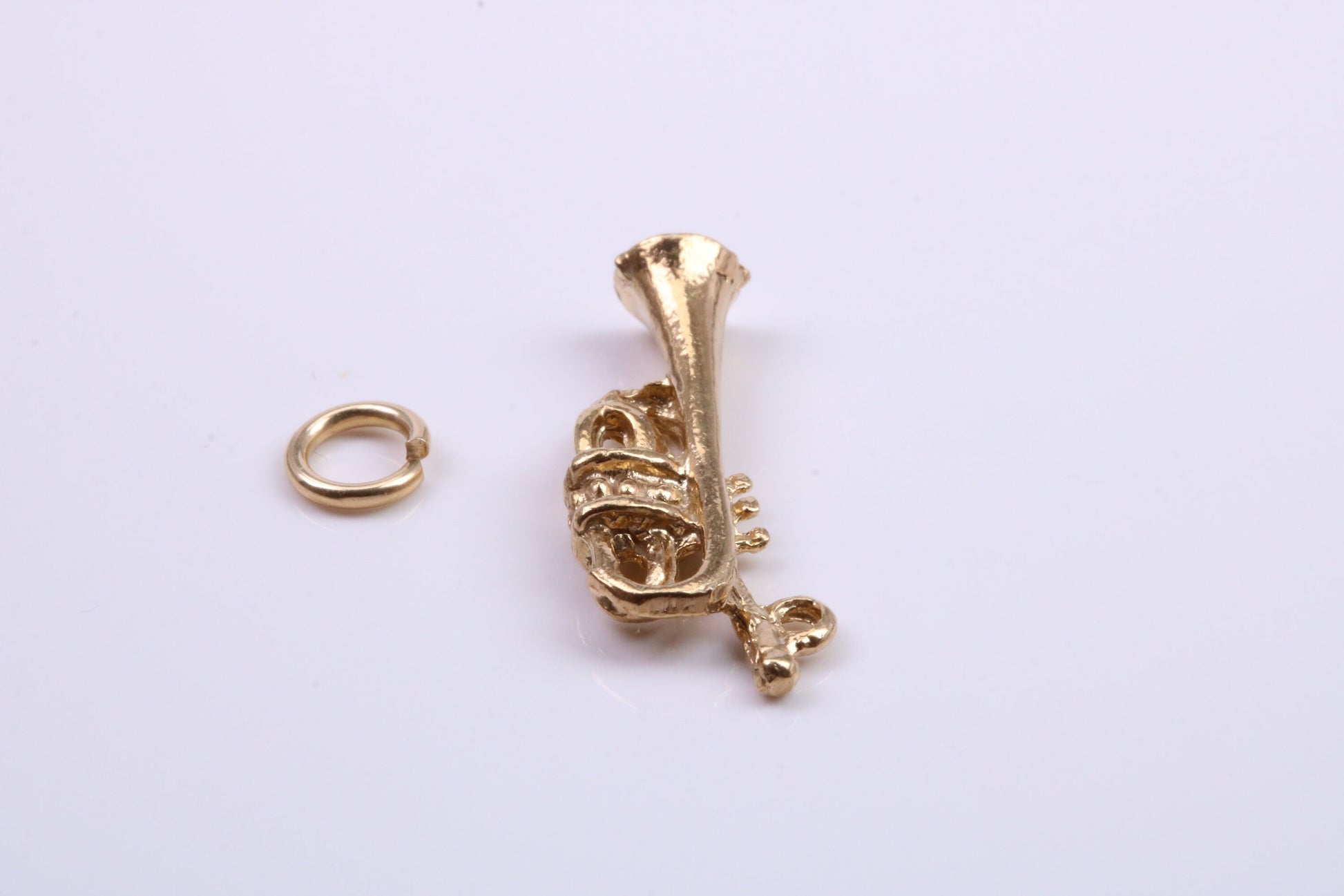 Tuba Charm, Traditional Charm, Made from Solid 9ct Yellow Gold, British Hallmarked, Complete with Attachment Link