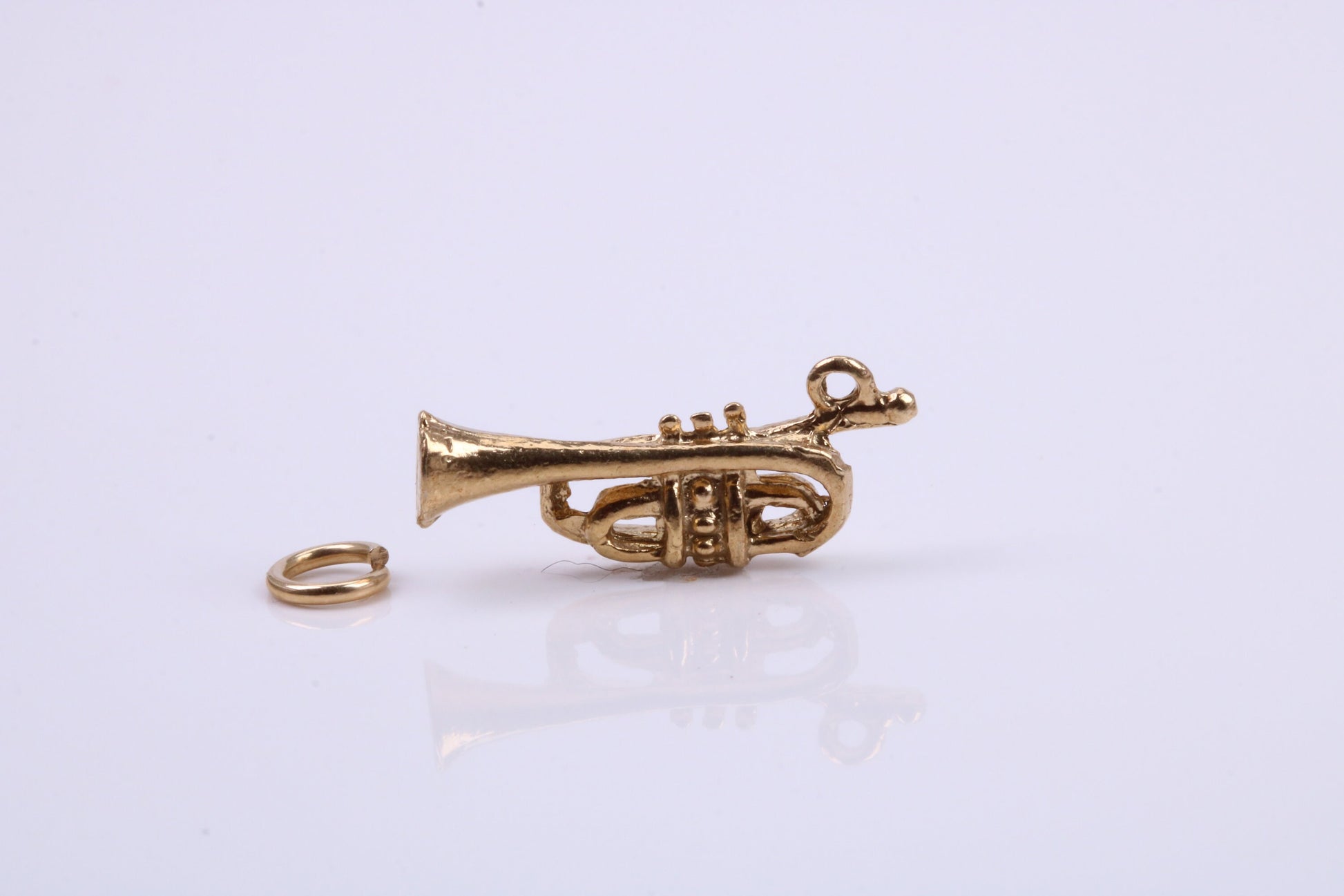 Tuba Charm, Traditional Charm, Made from Solid 9ct Yellow Gold, British Hallmarked, Complete with Attachment Link