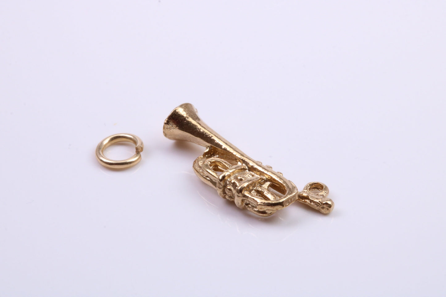 Tuba Charm, Traditional Charm, Made from Solid 9ct Yellow Gold, British Hallmarked, Complete with Attachment Link