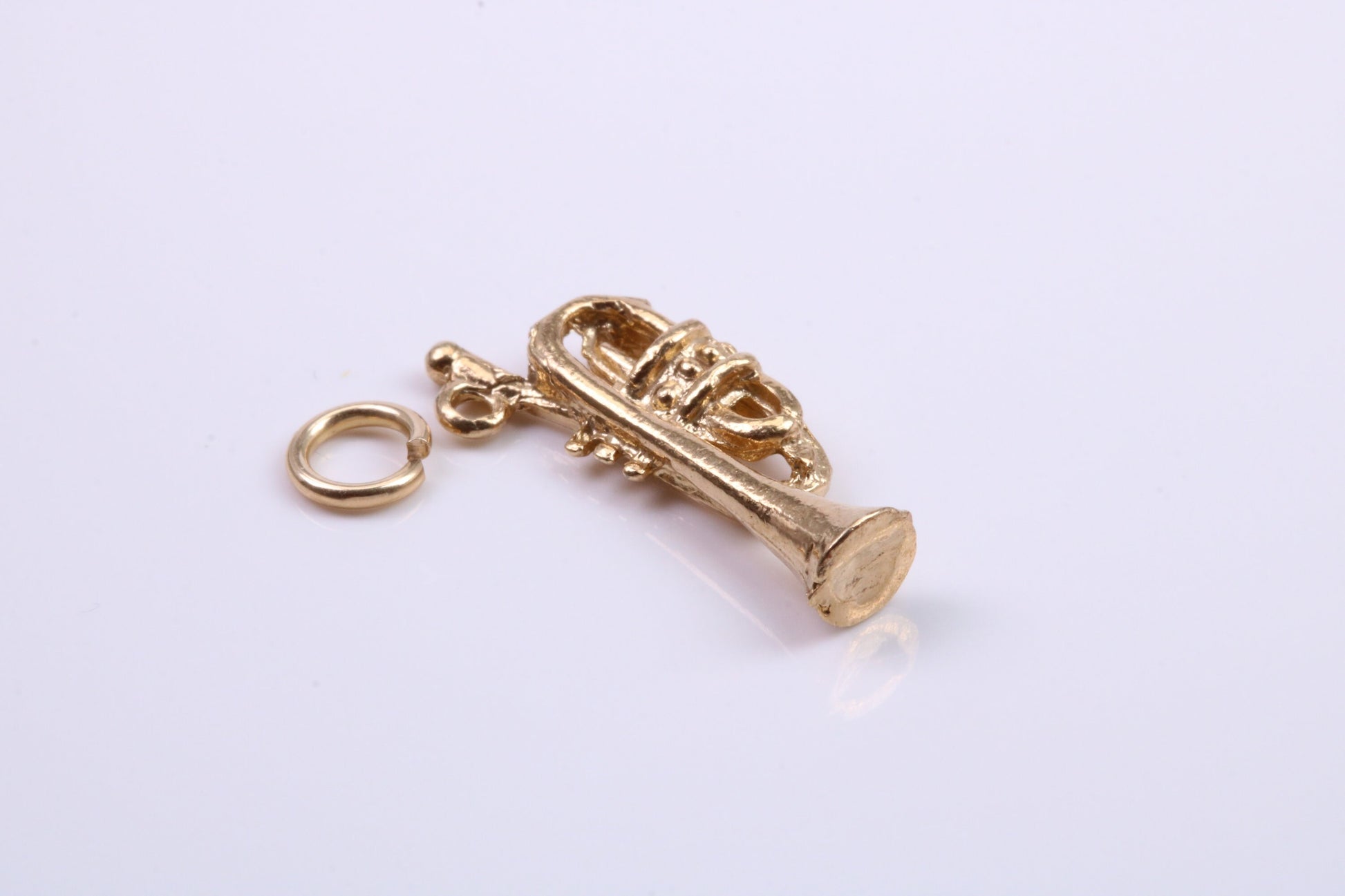 Tuba Charm, Traditional Charm, Made from Solid 9ct Yellow Gold, British Hallmarked, Complete with Attachment Link