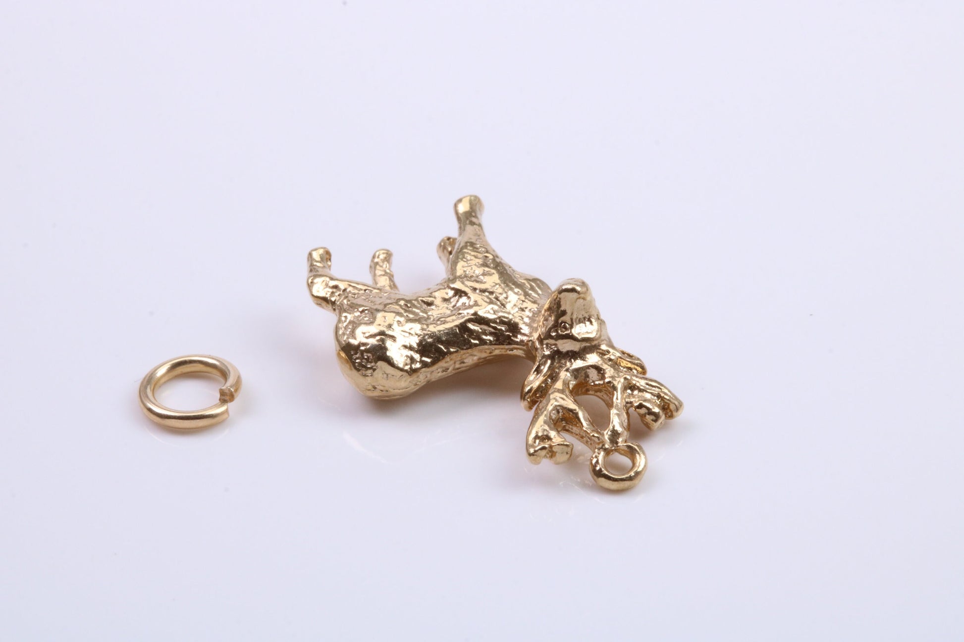 Deer Charm, Traditional Charm, Made from Solid 9ct Yellow Gold, British Hallmarked, Complete with Attachment Link