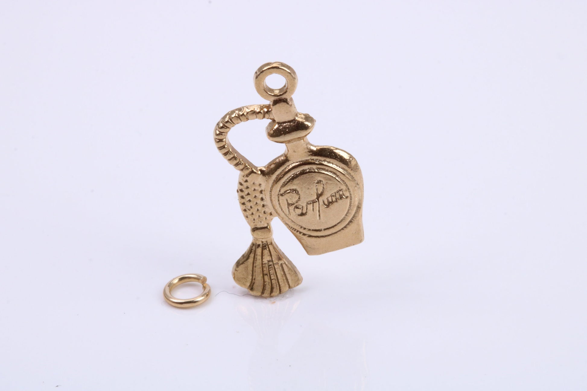 Perfume Bottle Charm, Traditional Charm, Made from Solid 9ct Yellow Gold, British Hallmarked, Complete with Attachment Link