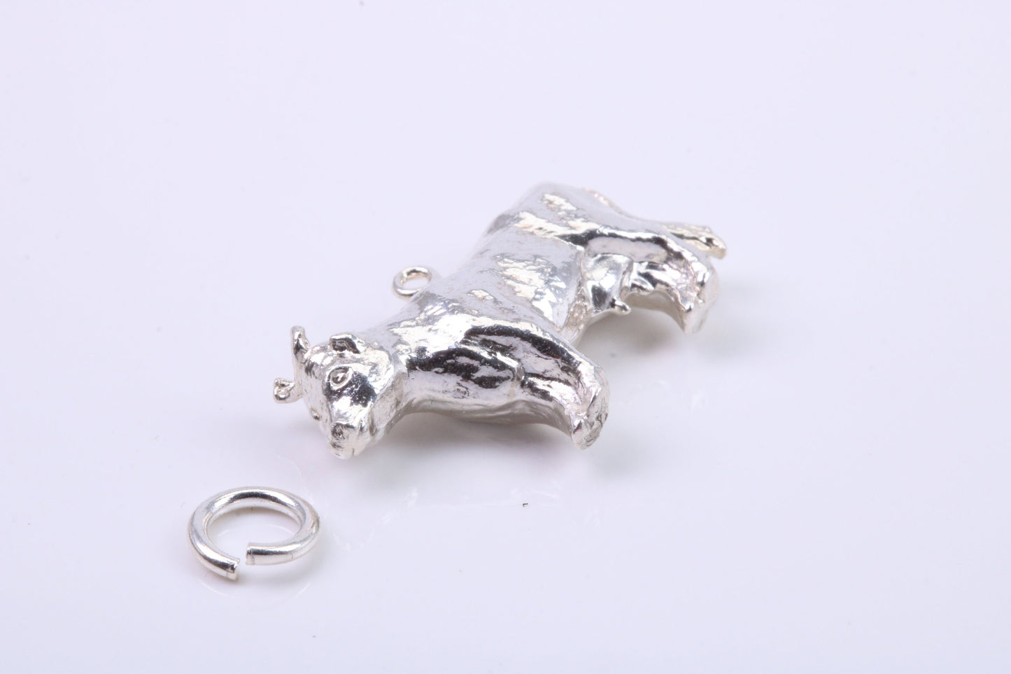 Cow Charm, Traditional Charm, Made from Solid 925 Grade Sterling Silver, Complete with Attachment Link