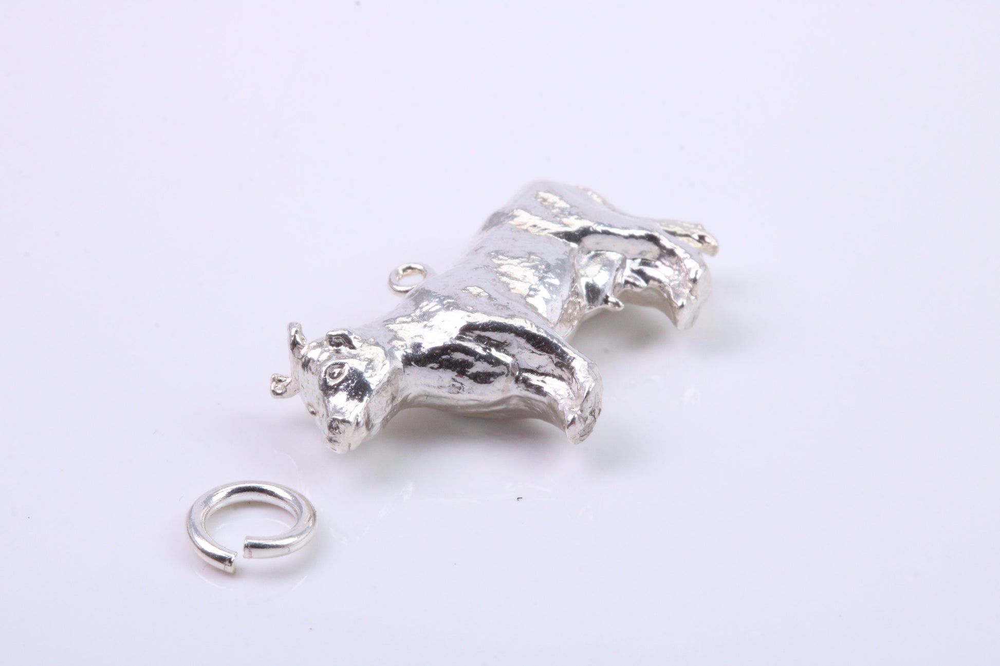 Cow Charm, Traditional Charm, Made from Solid 925 Grade Sterling Silver, Complete with Attachment Link
