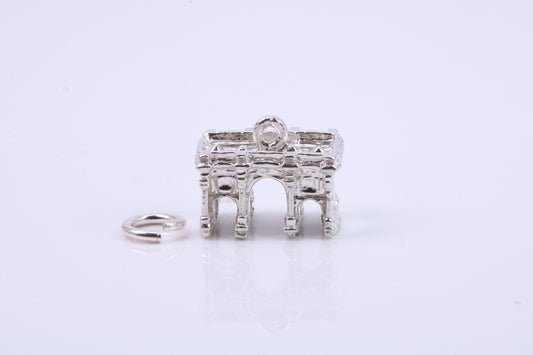 Iconic London Marble Arch Charm, Traditional Charm, Made from Solid 925 Grade Sterling Silver, Complete with Attachment Link