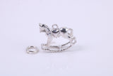 Rocking Horse Charm, Traditional Charm, Made from Solid 925 Grade Sterling Silver, Complete with Attachment Link